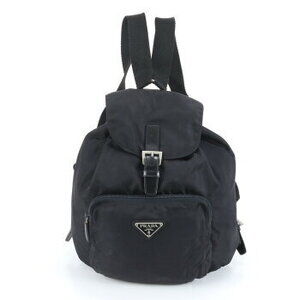 Prada Tessuto leather backpack shoulder bag triangle logo black CRM